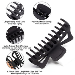Antmoilios giant hair clip with nonslip grip in action on thick hair.