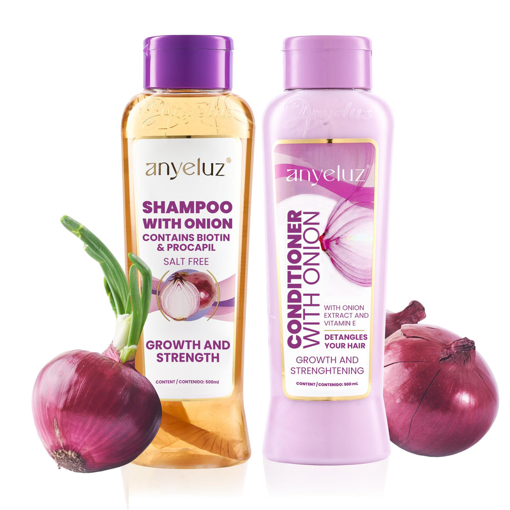 Anyeluz Onion Shampoo bottle front showing oil-control cleansing.