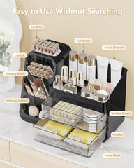 Anylady dresser-vanity-organization-black elevates space with easy access to daily essentials.