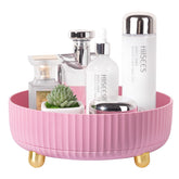 Anyoifax 360° rotating makeup organizer on vanity enables easy reach of cosmetics.