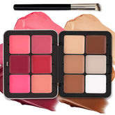 AOAZXBB 12 Colors Cream Blush Palette compact shows vibrant shades for natural rosy glow