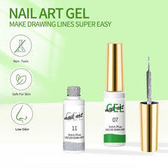 AOBOO one-stroke molding gel liner demonstrates versatile nail art.