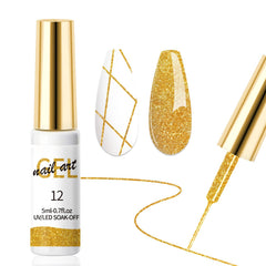 AOBOO platinum gold glitter liner bottle for precise nail art detailing.