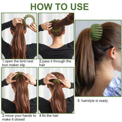 Aokid expandable ponytail hairpin in use on a sleek ponytail