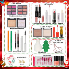 AOLIKOKO makeup kit collection including blush, contour, and highlighter for versatile holiday looks.