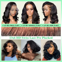 Aolisox body-wave human hair wig with natural texture for versatile styling.