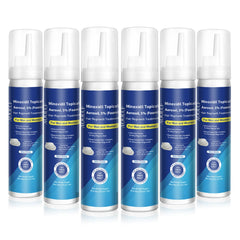 AOOLCF 5% Minoxidil foam bottle shows hair growth for men and women.