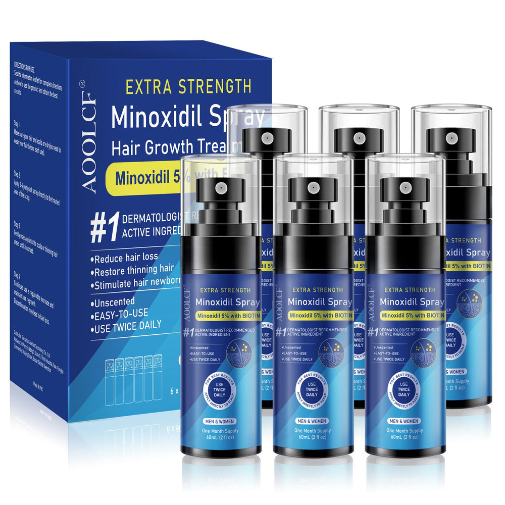 AOOLCF Minoxidil Spray bottle for at-home thinning care and regrowth support.