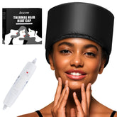 Aopow heated steamer cap on head enables at-home deep conditioning