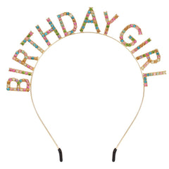 AOPRIE Birthday Girl Headband rhinestone detail sparkles for photos and parties.