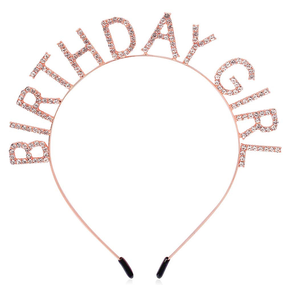 AOPRIE birthday girl headband rose gold for celebrations
