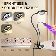 AORAEM LED UV Nail Lamp 6x magnifier light aids detailed nail art.