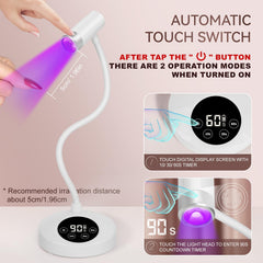 AORAEM UV LED Nail Lamp side view showcasing gooseneck flexibility for precise curing