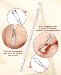 Aosnare stainless steel blackhead removers close-up highlighting rust-resistant durability for safe use.