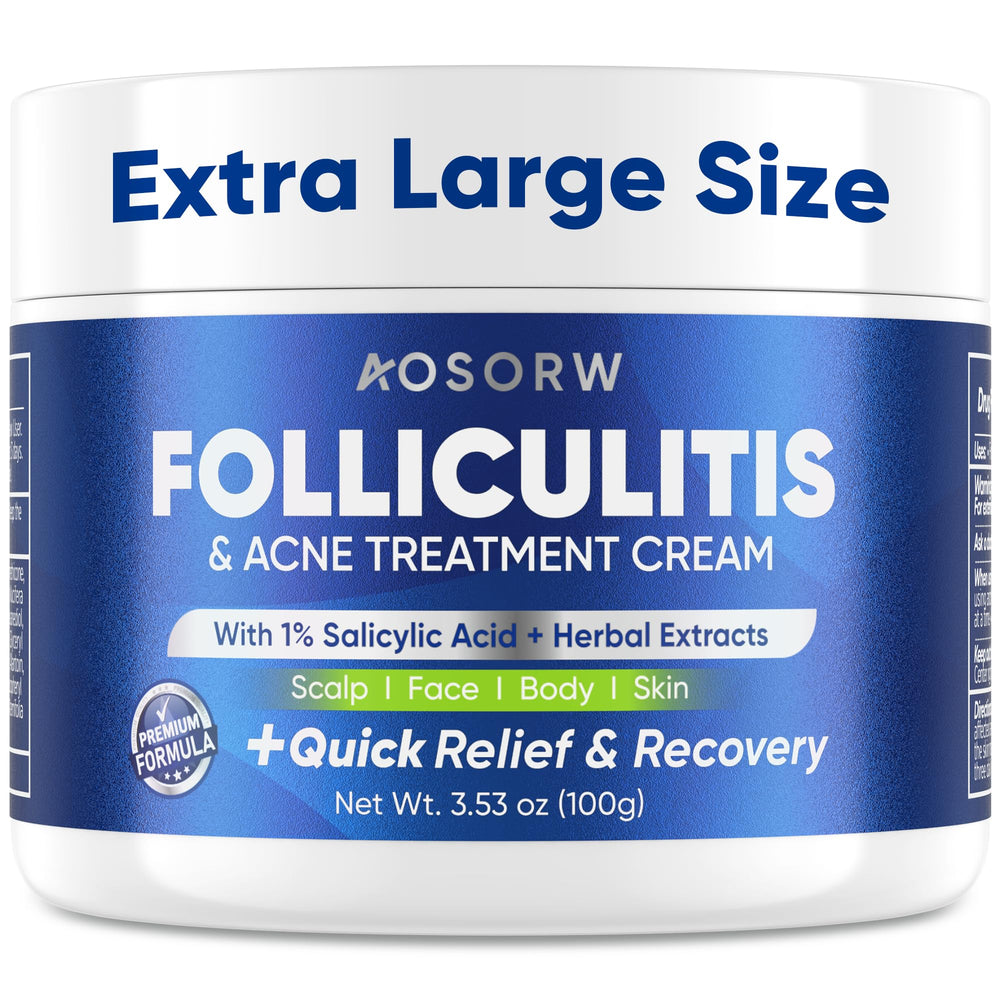 AOSORW Folliculitis Cream scalp application showing soothing relief for irritated skin