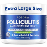 AOSORW Folliculitis Cream scalp application showing soothing relief for irritated skin