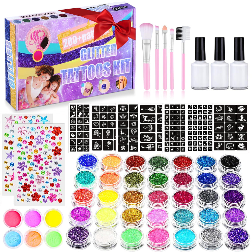 Aottom 492 glitter tattoo kit box for kids with party-ready sparkle