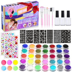 Aottom 492 glitter tattoo kit box for kids with party-ready sparkle