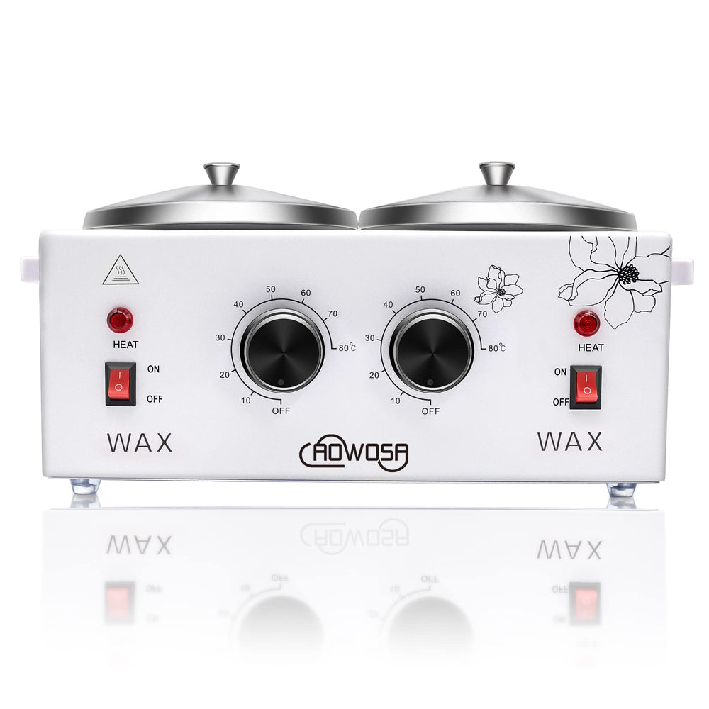 AOWOSA Double Wax Warmer left pot ready for independent temperature control