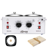 AOWOSA professional wax warmer double pot front view, reliable heating for efficient waxing sessions.