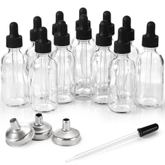 AOZITA 12-pack 2oz glass eye dropper bottles for precise dispensing on the go