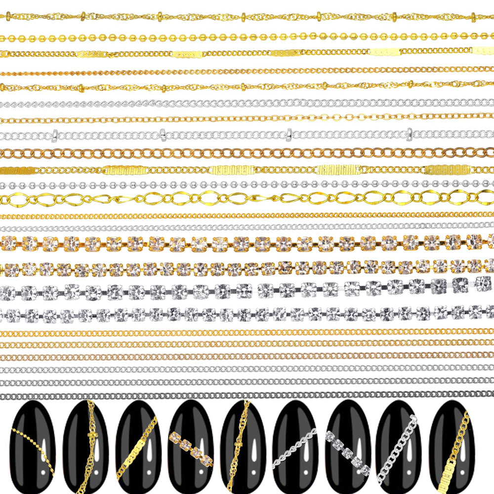 AOZUO nail chains in four colors add versatile shimmer to nails.