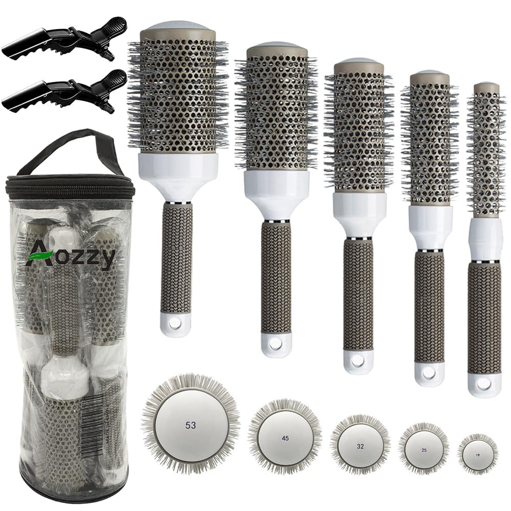 Aozzy round brush 19mm for precise curls and smooth finish.
