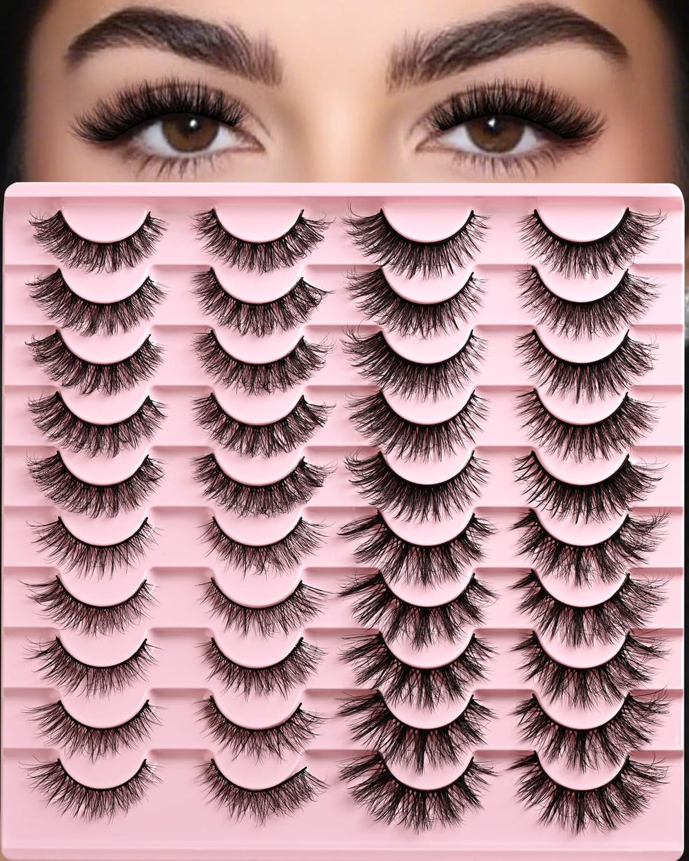 APCYUST Lashes Wispy cat-eye full look for daily wear and enhanced fullness.
