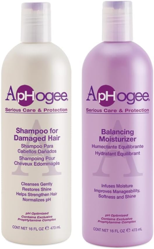 Aphogee damaged hair shampoo and balancing moisturizer set for color-treated hair and daily use
