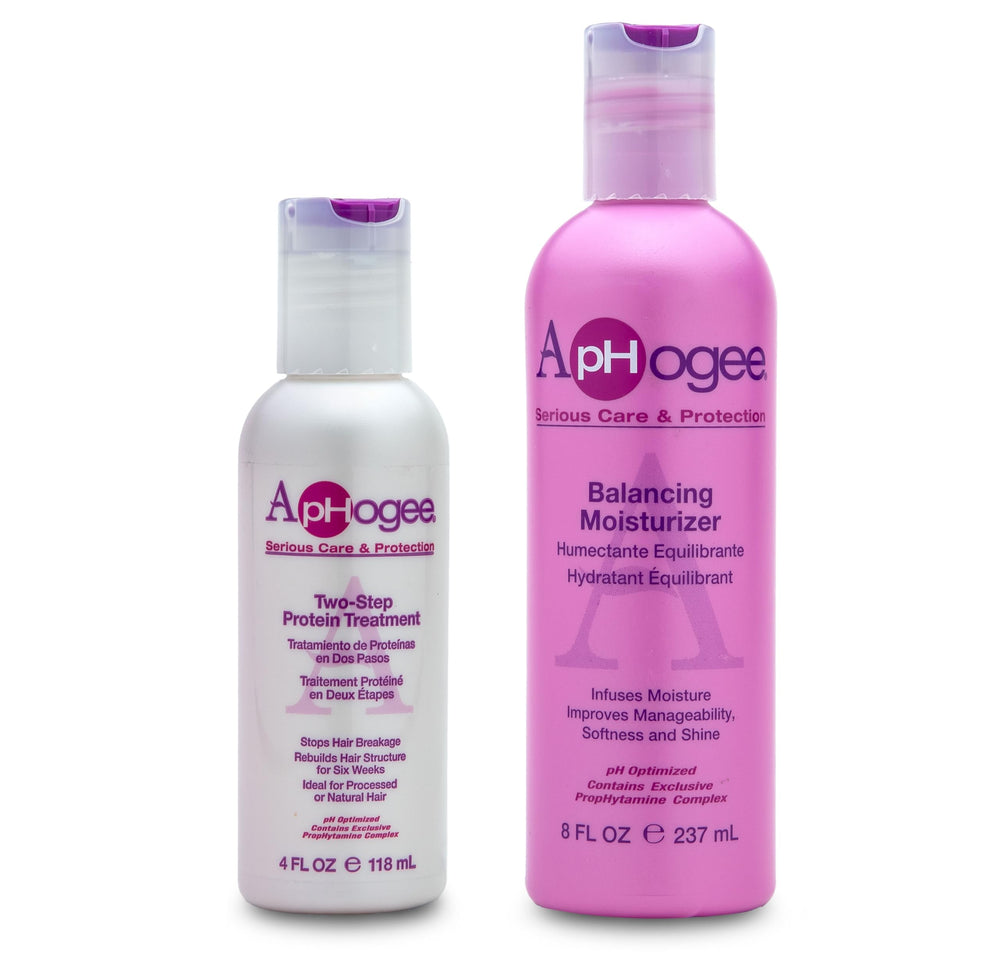 Aphogee two-step protein treatment 4oz bottle; salon-grade repair for dry hair.