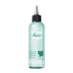 A'PIEU Mint Hair Vinegar bottle closeup demonstrating refreshing scalp cleansing benefits.