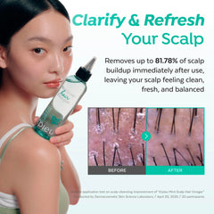 A'PIEU Mint Hair Vinegar bottle on bathroom shelf conveys everyday hair detox routine.