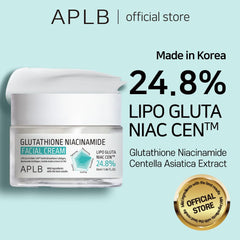 APLB Glutathione Niacinamide Facial Cream bottle closeup highlights smooth texture and brightening potential