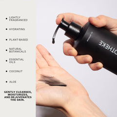 APOTHEKE Charcoal hand soap label detail showing premium fragrance and ingredients.