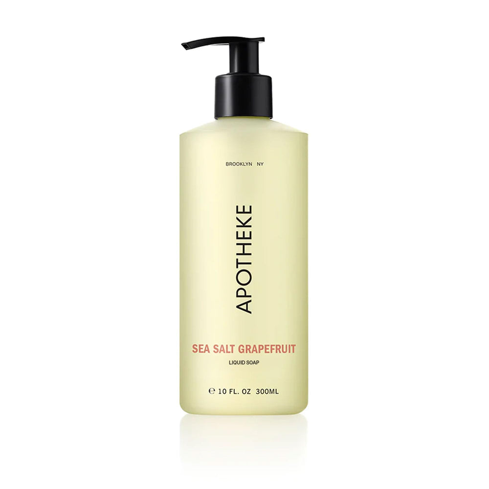 APOTHEKE Liquid Hand Soap Sea Salt Grapefruit bottle highlights hydrating cleansing for daily hands