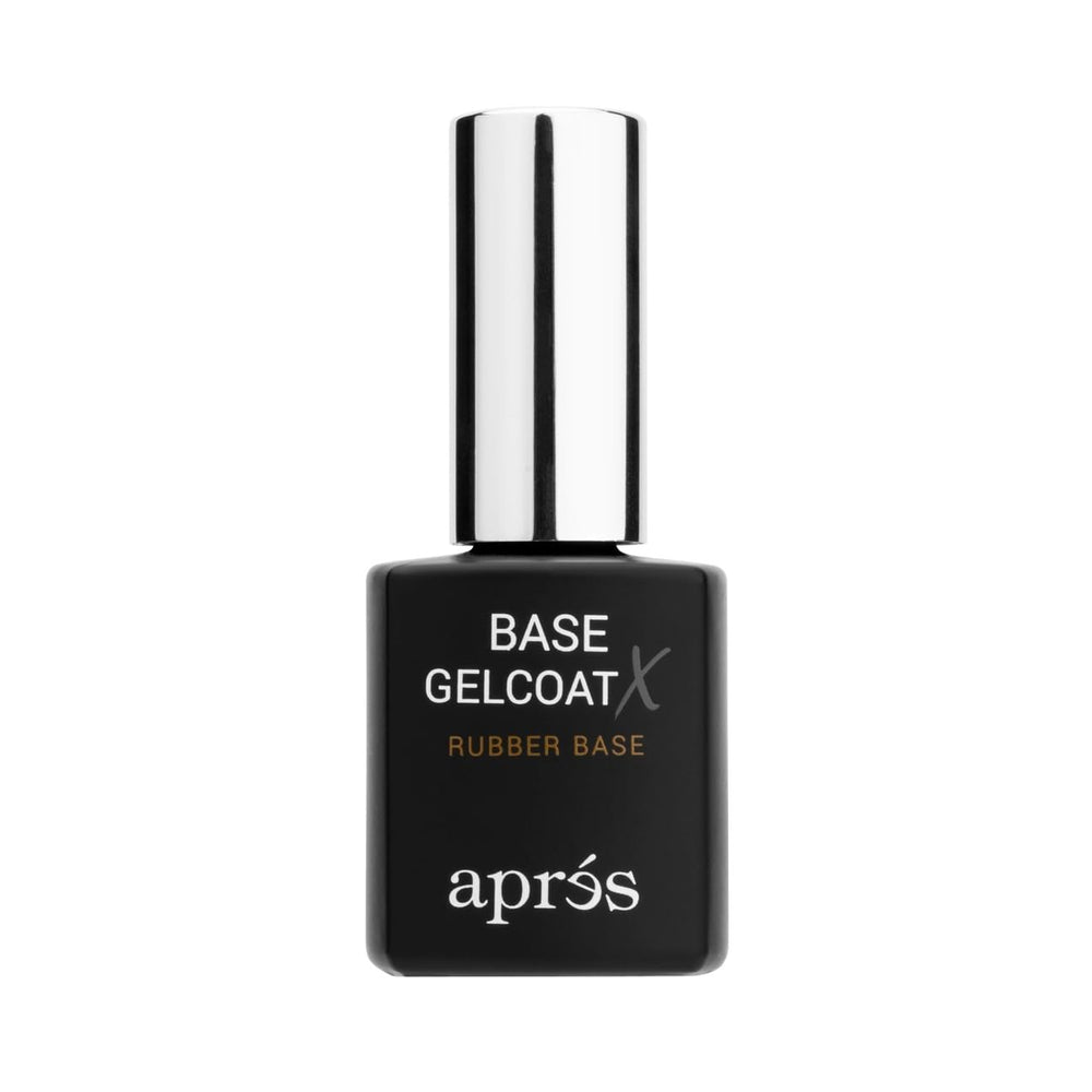 APRÉS Base Gelcoat X bottle highlights rubberized base for stronger grip and fewer lifts