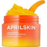 APRILSKIN Carrotene IPMP Hydromelt cleansing balm jar close-up for gentle makeup removal