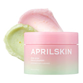 APRILSKIN Pink Aloe Facial Polish Cleanser bottle showing gentle exfoliation benefits