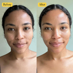 APTO Turmeric Oil Rosemary bottle-closeup demonstrates a glassy, dewy glow after massage