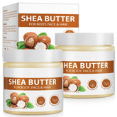 APUUFYQC Shea Butter raw 2-pack packshot offers natural, unrefined moisture for skin.