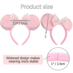 AQOKKA mouse ears headband sequin decor detail adds sparkle for party-ready looks.