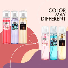 Aqua Blance body spray mist being applied on skin for instant fragrance boost.