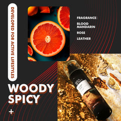 AQUA BLANCE Woody Spicy note close-up highlights bold, long-lasting fragrance.