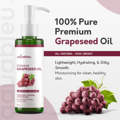 Aquableu grapeseed oil skin application; smooth glow without residue.