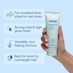 Aquage Molding Megagel hands applying gel for precise styling and control.