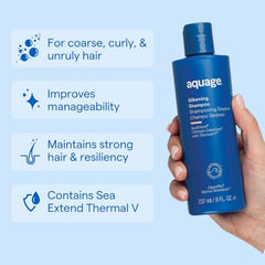 AQUAGE SeaExtend Silkening Shampoo bottle-open reveals rich creamy lather.