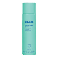 Aquage Uplifting Foam bottle front shows weightless volume potential.