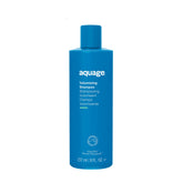 Aquage Volumizing Shampoo bottle closeup highlighting volume-boosting formula and color-safe care.