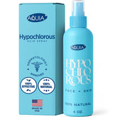 Aquia HOCl spray bottle close-up for facial care and cleansing.