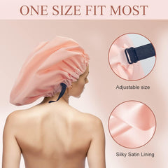 Aquior shower cap’s extra-large diameter accommodates long hair, braids, locs.